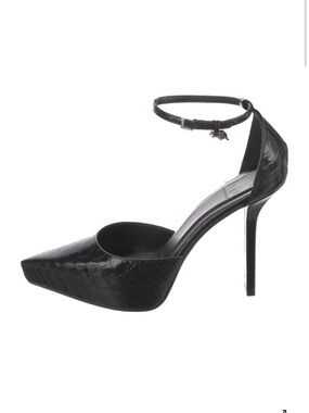 Givenchy Black Croc-Embossed Pointed Ankle-Strap Pump